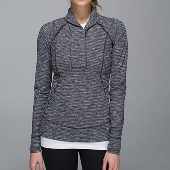 Lululemon Think Fast Women’s Pullover Heathered Black White Coco Pique - Size 10 - Picture 16 of 16